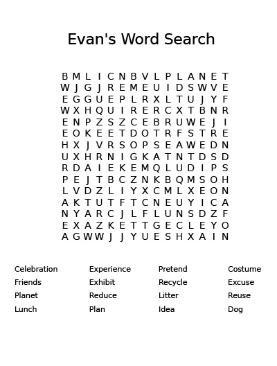 Evan's Word Search